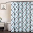 thumbnail image 1 of Fabric Shower Curtain, Geometric Quatrefoil Patterned Modern Poly-Cotton Farmhouse Shower Curtain for Bathroom, Aqua/Mint/Grey, 72x72 Inches, 1 of 6