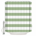 thumbnail image 1 of Fabric Shower Curtain, Geometric Sage Green Stripes Bathroom Curtain with 12 Hooks Waterproof No Bad Odor Machine Washable Bath Curtains for Bathroom, Spa Room, Background Cloth, 36"x72", 1 of 6