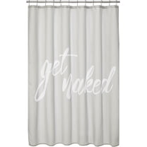 Fabric Shower Curtain, Get Naked Print with Reinforced Buttonholes - for Bathroom Showers, Stalls and Bathtubs, Easy Care, Machine Washable - 72 x 72 Inch - White/Light Gray