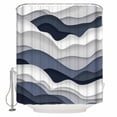 thumbnail image 1 of Fabric Shower Curtain, Gradient Ocean Waves Dark Blue Gradient Waves Shower Curtains with 12 Hooks Waterproof Machine Washable Bath Curtains for Bathroom,72 x 96in, 1 of 6