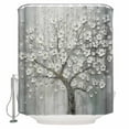 thumbnail image 1 of Fabric Shower Curtain, Gray Gradient Oil Painting With Flower Overlay Pattern Shower Curtains with 12 Hooks Waterproof Machine Washable Bath Curtains for Bathroom,48x 72in, 1 of 6