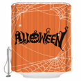 Fabric Shower Curtain, Halloween Pumpkin Spider  Orange Background Bathroom Curtain with 12