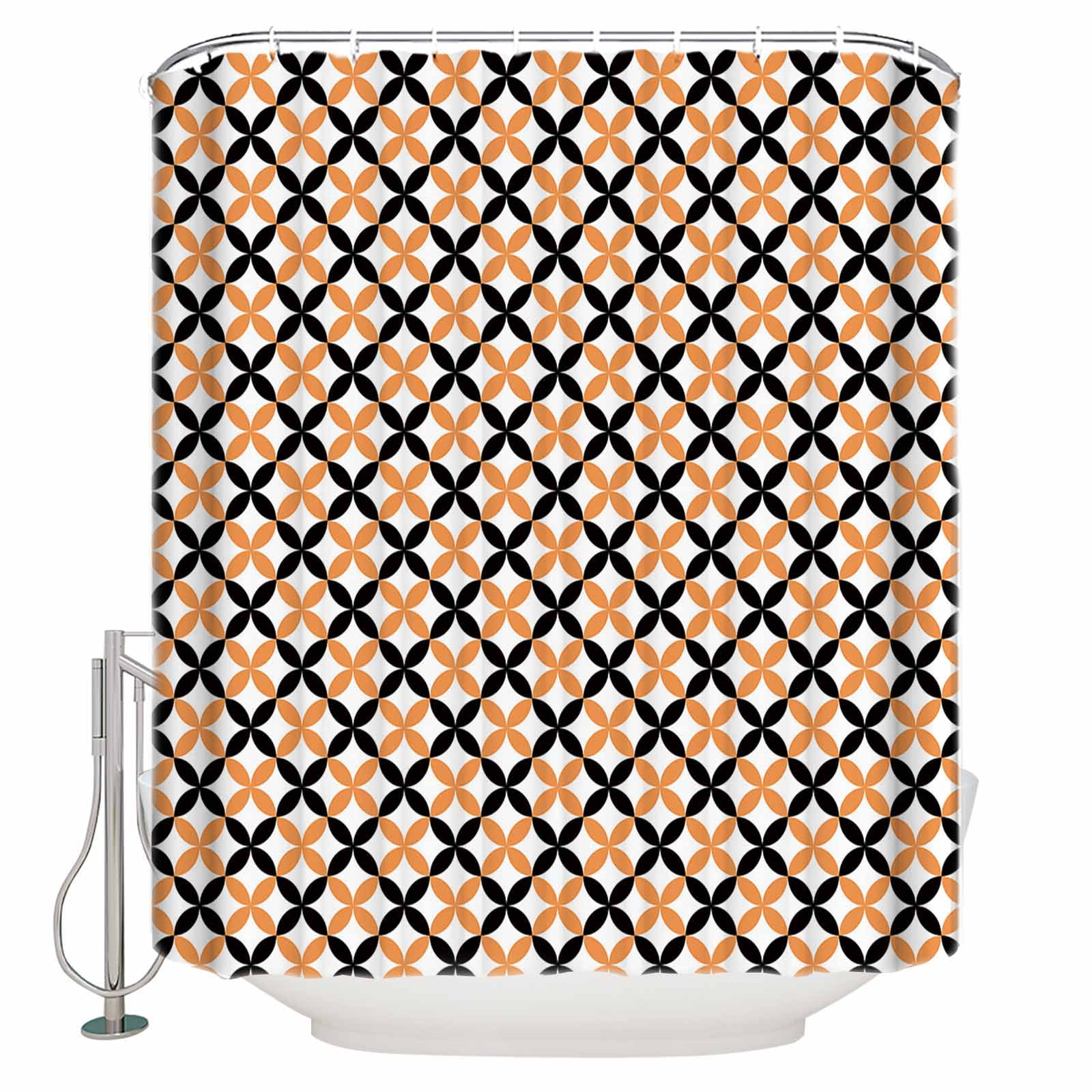 Fabric Shower Curtain, Halloween Theme Geometric Texture Pattern