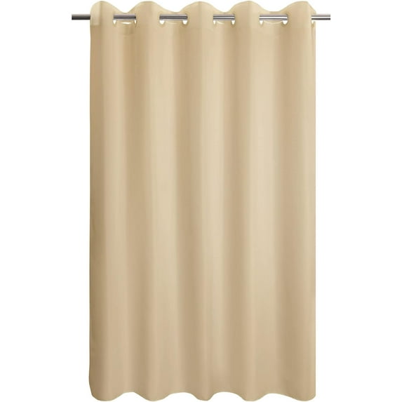 Fabric Shower Curtain No Hooks & Liner Needed - Soft Waterproof Shower Curtain Washable, Hotel Cloth Shower Curtain with Hooks Built-in, Beige, 71x74 Standard Size