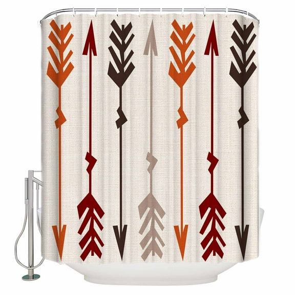 Fabric Shower Curtain, Indian Colorful Arrows Retro Linen Bathroom Curtain with 12 Hooks Waterproof No Bad Odor Machine Washable Bath Curtains for Bathroom, Spa Room, 36"x72"