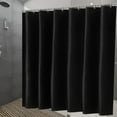 thumbnail image 1 of Fabric Shower Curtain Liner Solid Black with 12 Hooks & Metal Grommets, Hotel Quality,Machine Washable,for Bathroom,71x59", 1 of 2