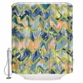 thumbnail image 1 of Fabric Shower Curtain, Navy Blue Marble Abstract Geometric Contemporary Art Bathroom Curtain with 12 Hooks Waterproof No Bad Odor Machine Washable Bath Curtains for Bathroom, Spa Room, 72"x84", 1 of 6