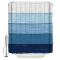 thumbnail image 1 of Fabric Shower Curtain, Navy Blue Striped Gradient Rustic Wood Board Shower Curtains with 12 Hooks Waterproof Machine Washable Bath Curtains for Bathroom, 72 x 96in, 1 of 6