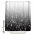 thumbnail image 1 of Fabric Shower Curtain Ombre Black Modern Geometric White Striped Design Shower Curtains with 12 Hooks Waterproof Machine Washable Bath Curtains for Bathroom, 72 x 96in, 1 of 6