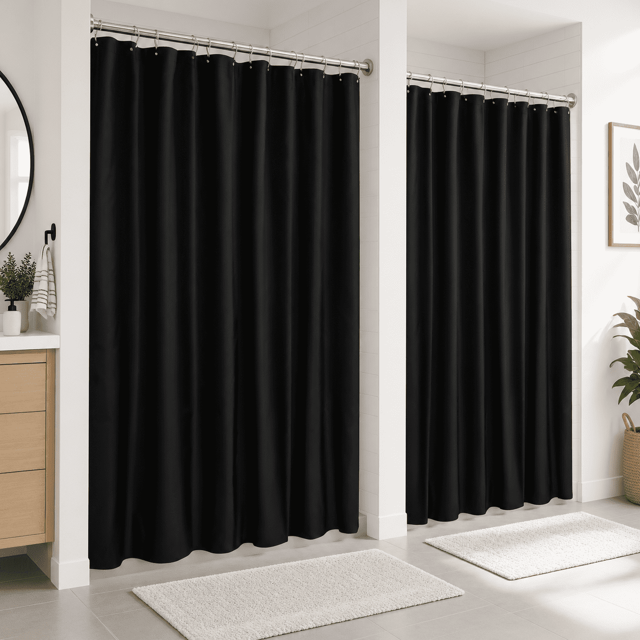 Fabric Shower Curtain Or Liner With Weighteds - Hotel Quality Opaque