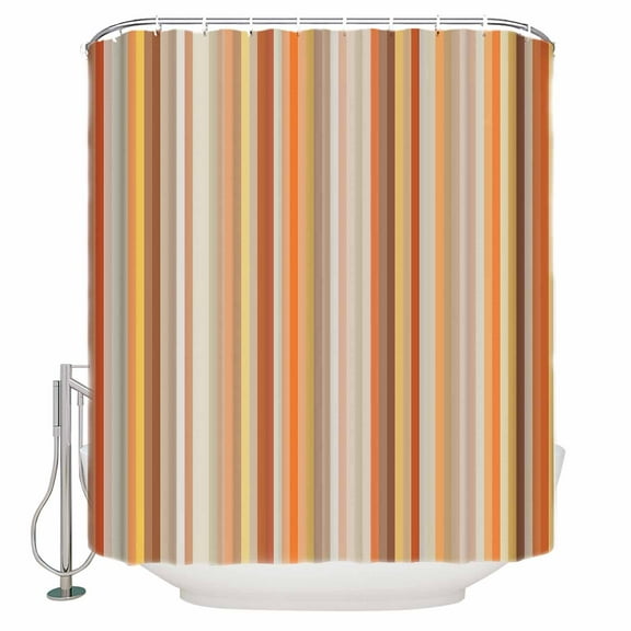 Fabric Shower Curtain Orange Gradient Stripe Geometric Abstract Art Shower Curtains with 12 Hooks Waterproof Machine Washable Bath Curtains for Bathroom, 72 x 84in