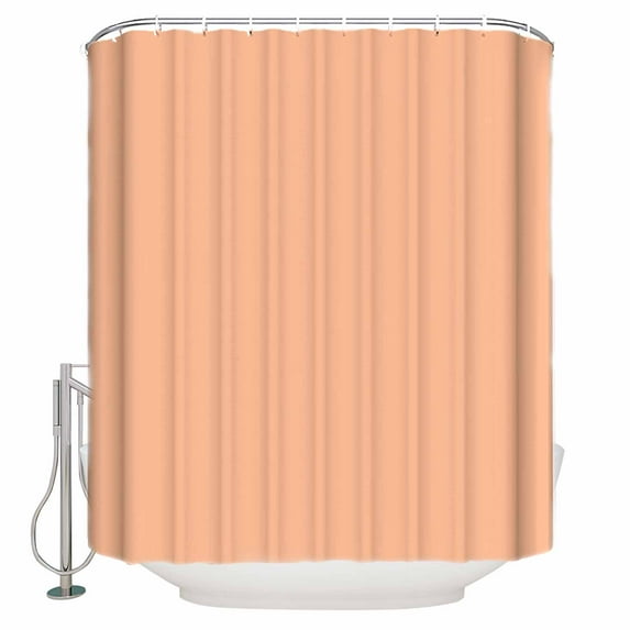 Fabric Shower Curtain, Peach Coral Solid Color Bathroom Curtain with 12 Hooks Waterproof No Bad Odor Machine Washable Bath Curtains for Bathroom, Spa Room, 66"x72"