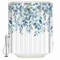 thumbnail image 1 of Fabric Shower Curtain Plants Eucalyptus Leaves Blue Natural Shower Curtains with 12 Hooks Waterproof Machine Washable Bath Curtains for Bathroom, 72 x 84in, 1 of 6