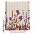 thumbnail image 1 of Fabric Shower Curtain, Purple Poppy Lavender Gold Daisy Watercolor Floral Linen Shower Curtains with 12 Hooks Waterproof Machine Washable Bath Curtains for Bathroom,54 x 78in, 1 of 6