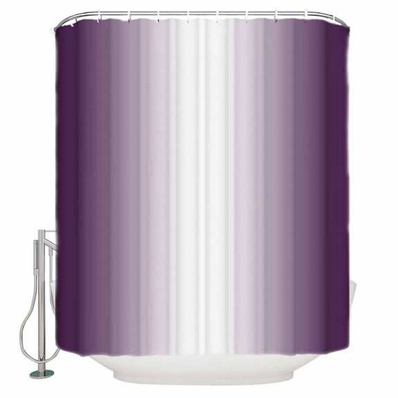 Fabric Shower Curtain, Purple and White Gradient Bathroom Curtain with 12 Hooks Waterproof No Bad Odor Machine Washable Bath Curtains for Bathroom, Spa Room, 66"x72"