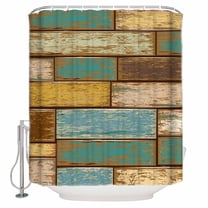 Fabric Shower Curtain, Retro Distressed Farmhouse Wooden Board Bathroom Curtain with 12 Hooks Waterproof No Bad Odor Machine Washable Bath Curtains for Bathroom, Spa Room, 36"x72"