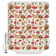 thumbnail image 1 of Fabric Shower Curtain, Retro Mushroom Spring Summer Plant Leaves Bathroom Curtain with 12 Hooks Waterproof No Bad Odor Machine Washable Bath Curtains for Bathroom, Spa Room, Background Cloth, 66"x72", 1 of 6