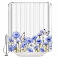 thumbnail image 1 of Fabric Shower Curtain, Spring Farmhouse Style Plant Blue Flowers Butterfly Shower Curtains with 12 Hooks Waterproof Machine Washable Bath Curtains for Bathroom,54 x 78in, 1 of 1