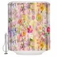 thumbnail image 1 of Fabric Shower Curtain, Spring Watercolor Pink Yellow Flowers Oil Painting Shower Curtains with 12 Hooks Waterproof Machine Washable Bath Curtains for Bathroom,54 x 78in, 1 of 1
