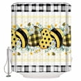thumbnail image 1 of Fabric Shower Curtain, Summer Bee Daisy Eucalyptus Striped Polka Dot Heart Black Plaid Shower Curtains with 12 Hooks Waterproof Machine Washable Bath Curtains for Bathroom, 54 x 78in, 1 of 6