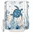 thumbnail image 1 of Fabric Shower Curtain, Summer Sea Turtle Ocean Coral Seaweed Starfish Conch Shower Curtains with 12 Hooks Waterproof Machine Washable Bath Curtains for Bathroom,54 x 78in, 1 of 6