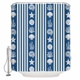 thumbnail image 1 of Fabric Shower Curtain, Summer Starfish Seashell Coral Navy Blue and White Striped Shower Curtains with 12 Hooks Waterproof Machine Washable Bath Curtains for Bathroom, 36 x 78in, 1 of 6