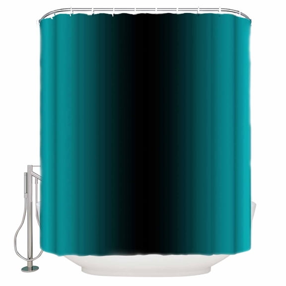 Fabric Shower Curtain, Turquoise and Black Gradient Shower Curtains with 12 Hooks Waterproof Machine Washable Bath Curtains for Bathroom, 54 x 78in
