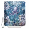 thumbnail image 1 of Fabric Shower Curtain, Vintage Blue Ocean Octopus and Starfish Map Shower Curtains with 12 Hooks Waterproof Machine Washable Bath Curtains for Bathroom,36 x 78in, 1 of 6