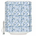 thumbnail image 1 of Fabric Shower Curtain, Vintage Flower White Camellia Floral Blue Bathroom Curtain with 12 Hooks Waterproof No Bad Odor Machine Washable Bath Curtains for Bathroom, Spa Room, Background Cloth, 72"x72", 1 of 6