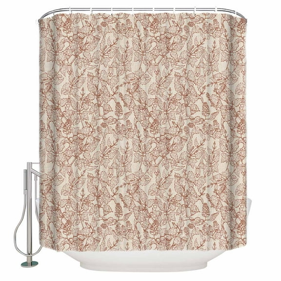 Fabric Shower Curtain, Vintage Red Flowers Plants Bathroom Curtain with 12 Hooks Waterproof No Bad Odor Machine Washable Bath Curtains for Bathroom, Spa Room, 36"x72"