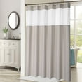 thumbnail image 1 of Fabric Shower Curtain with Snap-in Liner, Heavy Duty Water Resistant Bath Curtain with See Through Top Washable, 72Wx78H, Taupe, 1 of 7