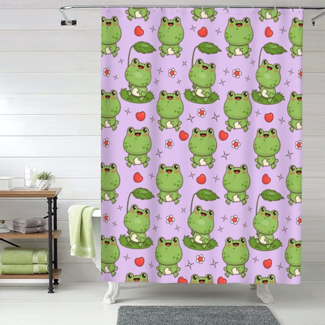 Fabric Shower Curtains for Bathroom Happy Frogs1 60x72In Opaque