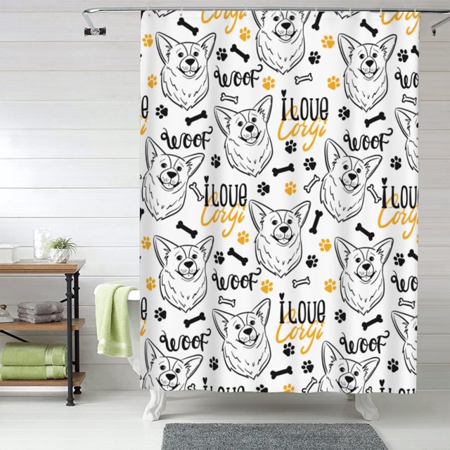 Fabric Shower Curtains for Bathroom Minimalist Cute Dog 60x72In