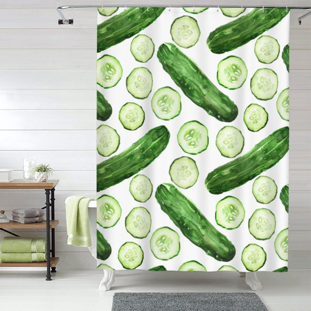 Fabric Shower Curtains for Bathroom funny Cucumber Print 60x72In