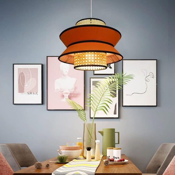 Fabric Single Head Decorative Pendant Lamp, Restaurant Tengyi Handmade Ceiling Lighting Fixture, Chandel Shade, Cafe Homestay, for E27 Base Japanese -Style Tatami, Living Room, Lantern