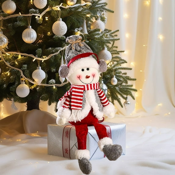 Fabric Snowman Santa Claus and Reindeer Doll Set Christmas Decorations for Home - Soft Plush Holiday Character Dolls for Window Displays, Mantel Decor, Festive Winter Decor