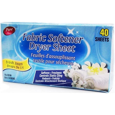 Fabric Softener Dryer Sheet- Fresh Linen (40 Sheets) by Pure Kleen