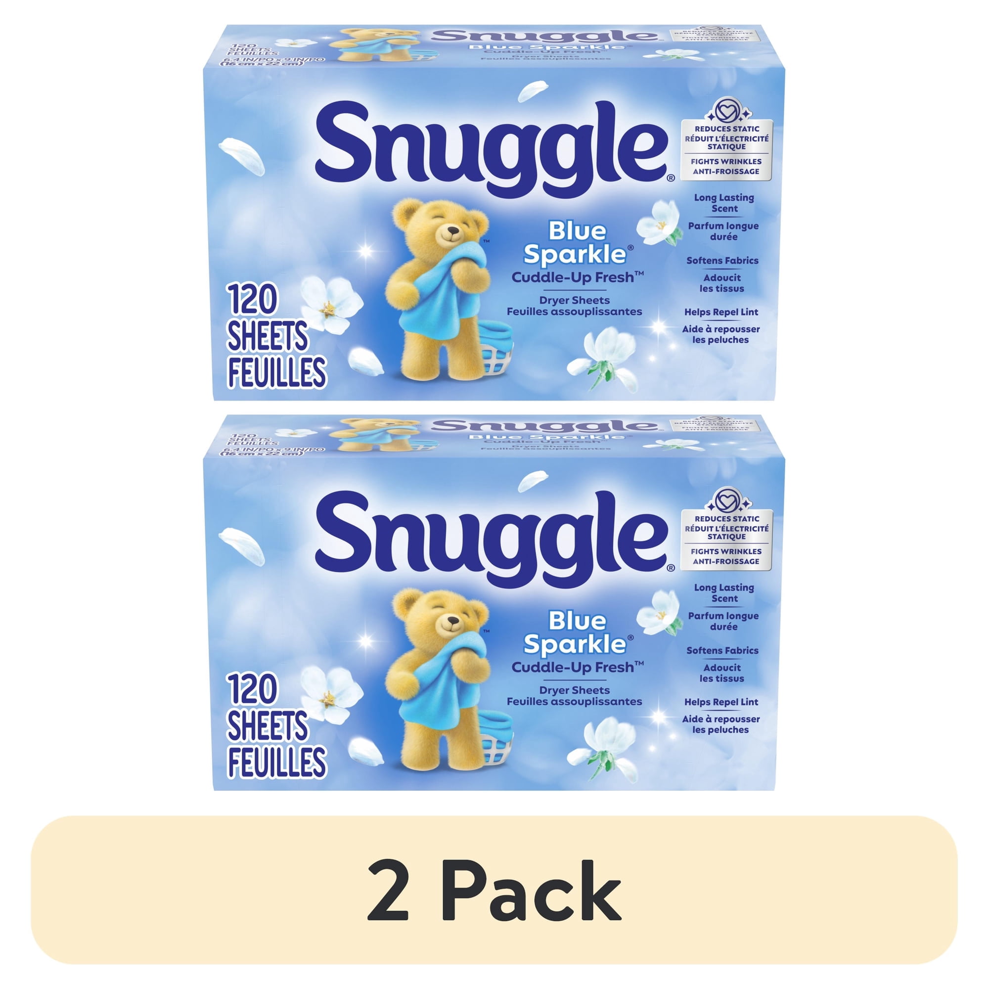 Fabric Softener Dryer Sheets, Blue Sparkle, 120 Count
