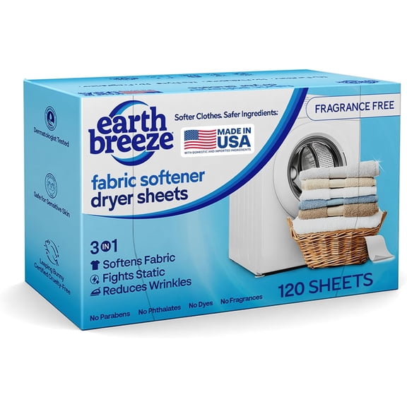 Fabric Softener Dryer Sheets  Fragrance Free, Hypo er nic, No Harsh Chemicals, Safe for Sensitive Skin  Static Cling & Wrinkle Reducer  ntle Fabric Care  Made in USA (1 Pack)
