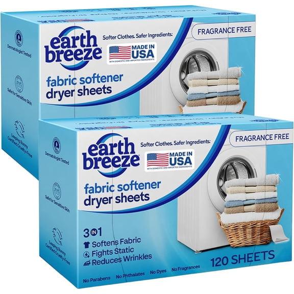 Fabric Softener Dryer Sheets  Fragrance Free, Hypo er nic, No Harsh Chemicals, Safe for Sensitive Skin  Static Cling & Wrinkle Reducer  ntle Fabric Care  Made in USA (2 Pack)