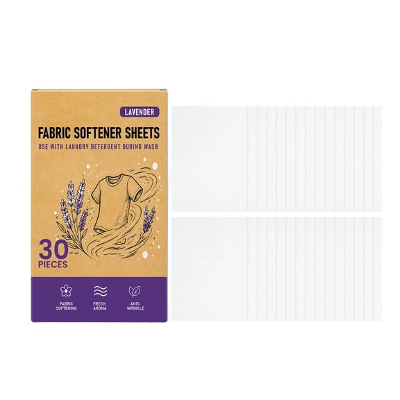 Fabric Softener Sheets 30 Pieces Laundry Use Compatible with Detergent Helps with Freshness and Reduces Static Cling