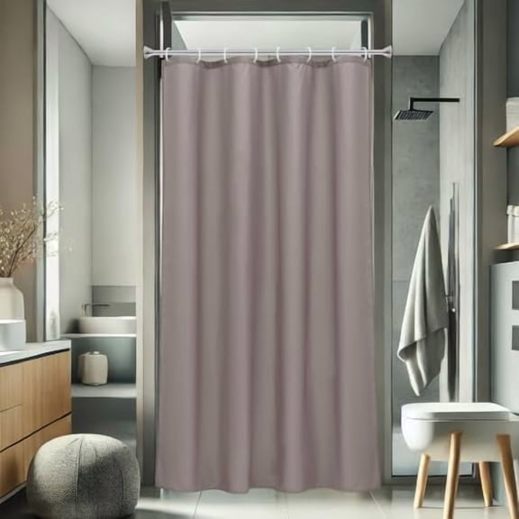 Fabric Solid Shower Curtain Liner for Hotel, Small Size Durable Shower Curtain with Hooks, Weighted Hem, Waterproof, Chocolate, 48x72 Inch