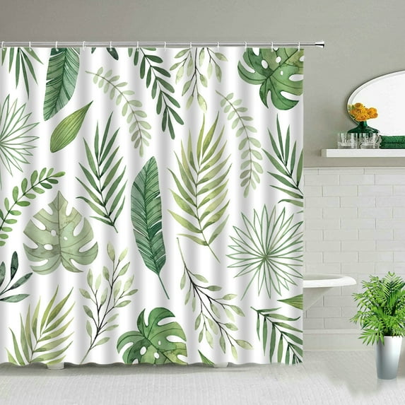 Fabric Spring Flower Shower Curtains for Bathroom r Red Floral Plant Green Leaves Orange Bathtub Accessories rative Set