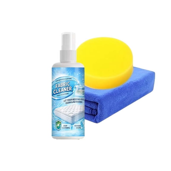 Fabric Stain Remover Kit, 110ml Upholstery Cleaner + Sponge + Microfiber Towel, Bedding & Carpet Spot Cleaner
