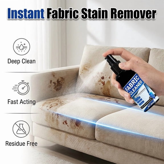 Fabric Stain Remover Spray, Upholstery Clothes Carpet Cleaner, Oil Food Grime Dissolver For Soft Textiles, Gentle No Fade Formula With Protective Layer, Portable Spot Treatment Solution