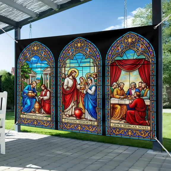 Fabric Stained Glass Window Backdrop Episcopal Church Glass Painting Bible Story Christian Background Jesus Backdrop Kid Adult Artistic Portrait Photoshoot Video Studio Props