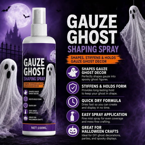 Fabric Stiffener with Fine Mist Bottle,Quick-Dry Shaping for Halloween Ghost Decorations,Haunted House Decor Essential,1 Pack