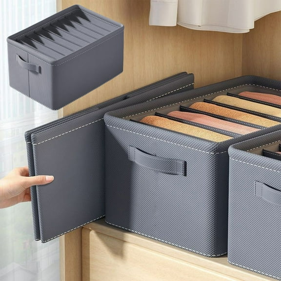 Fabric Storage B Ox Gray Cloth Storage Box with Compartments 17.32x11.81x7.87" for Clothes Organization Portable Handle for Drawer Desktop Use(1Pcs) NCHKUN