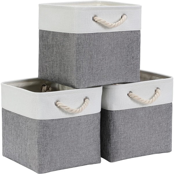 Fabric Storage Basket, Canvas Cube Storage Boxes 13 x 13 Inches for Shelves, Closet