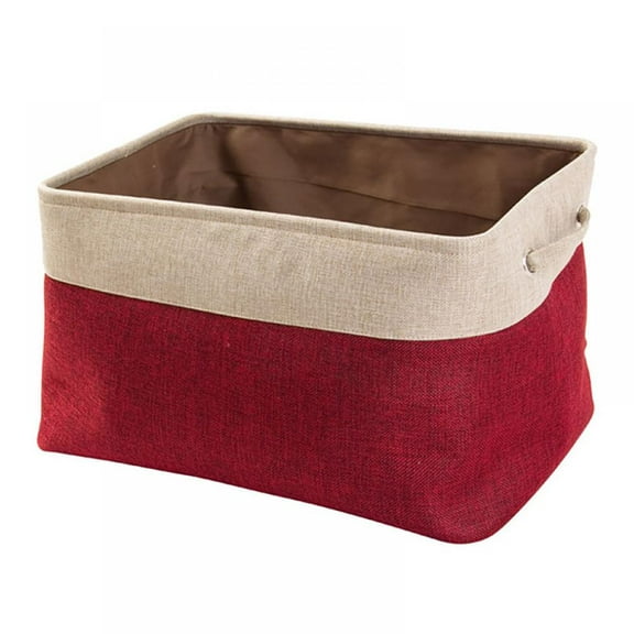 Fabric Storage Basket Foldable Canvas Fabric Storage Basket Bin Organizer with Handles Fabric Baskets Rectangular Storage Cover-less Storage Bins Double-layer Storage Box